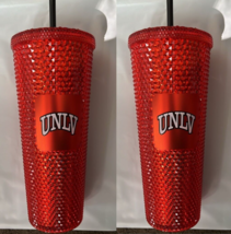 2X New Starbucks UNLV Rebels Red Studded Cold Cup Tumbler 24 oz. Limited Edition - £35.08 GBP