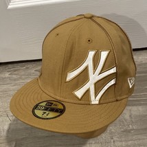 New York Yankees New Era 59FIFTY Fitted 7 3/8 Hat Cap Light Brown - £27.73 GBP