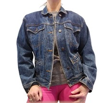 Vintage 90s Womens Small Western Denim Jean Trucker Jacket Blue Classic - $48.21