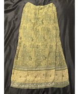 Requirements Women’s Size Small Green Floral Midi Skirt Rayon Cotton Lin... - $16.00