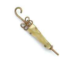 CLOSED UMBRELLA brooch - vintage 2.5&quot; faux mother of pearl pin with C clasp - £18.34 GBP