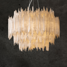 Selenite Crystal Round Toothy Chandelier 41&quot; - £5,227.79 GBP