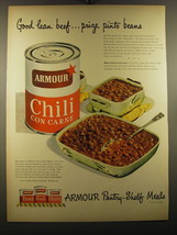 1950 Armour Chili Con Carne Ad - Good lean beef.. Prize pinto beans - £14.61 GBP