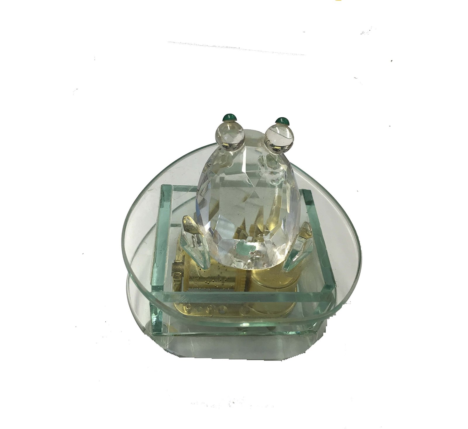 GLASS MUSICAL DECORATIVE ORNAMENT WITH A FROG ON TOP - $16.75