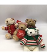 4 Vtg Gorham Christmas Teddy Bears Stuffed Plush 1985 1986 1987 Ho Ho Ho... - £39.32 GBP