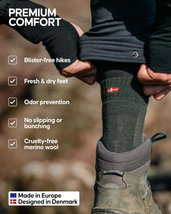 Merino Wool Hiking Socks, Crew Length, Thermal &amp; Moisture Wicking Hiking Socks,  - £27.57 GBP
