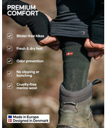 Merino Wool Hiking Socks, Crew Length, Thermal &amp; Moisture Wicking Hiking... - £27.01 GBP