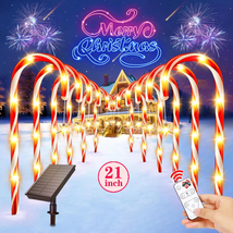 21&quot; Larger Solar Candy Cane Lights Christmas Decorations Outside, 12 PCS Outdoor - £15.76 GBP