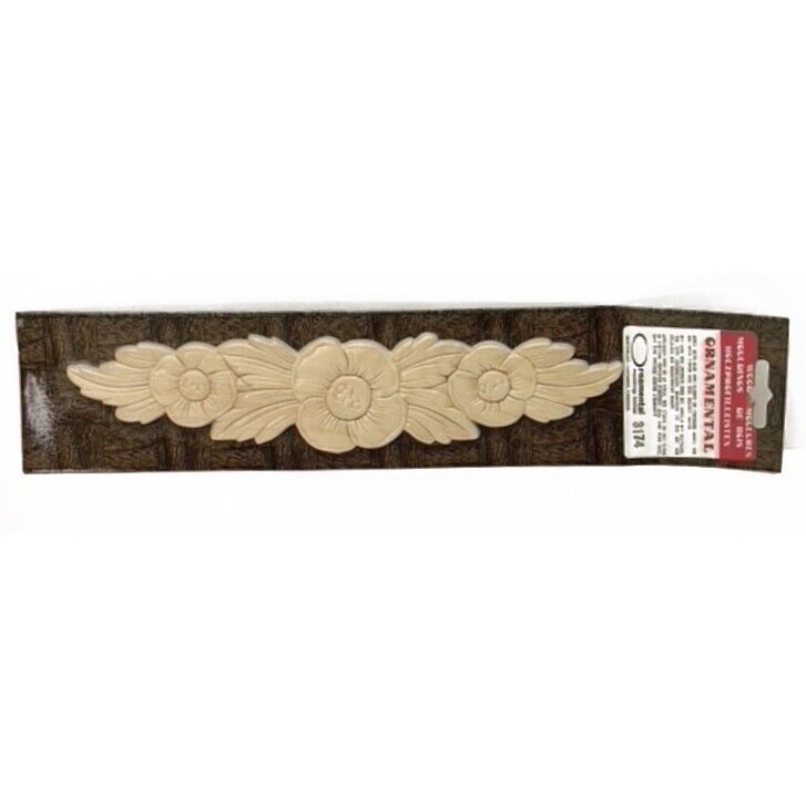 Wood Applique Ornamental Moulding Furniture Wall Accent Floral 9 3/4&quot; - $9.86