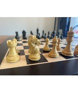 LARGE 3.25&quot; King Ebony and White Finish Staunton Chess Set 19&quot; Ebony Col... - £232.20 GBP