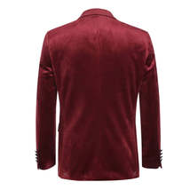 Men's Renoir Velvet Tuxedo Blazer Jacket Satin Peak Lapel Slim 290-8 Burgundy image 3