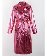 Reflective Patent Leather Trench Coat for Women with Sash and Double Bre... - £78.52 GBP