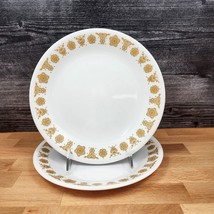 Corelle Corning Butterfly Gold 2 Salad Plate Set Ceramic 8 1/2&quot; Floral Rim - $12.34