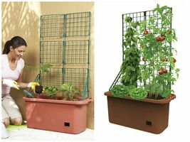 Mobile Self Watering PLANTER with TRELLIS Flowers Vegetables Tomatoes On... - $39.33