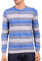 COSTUME NATIONAL Blue Stripes Men&#39;s Cotton Sweater Size 40 / 54 NEW - £72.51 GBP