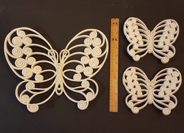 Burwood 13&quot; White Butterfly Plaque LOT VTG Homco Home Interiors Granny C... - $25.66