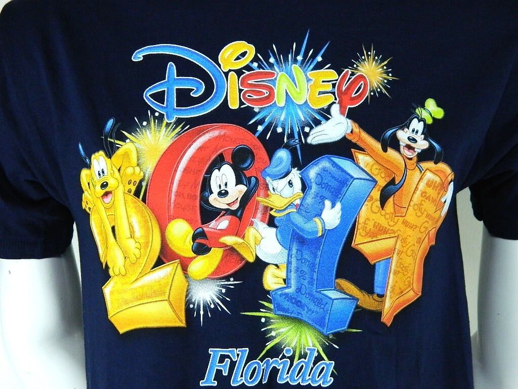 Walt Disney World 2014 Florida Short Sleeve Shirt Unisex Blue Graphic Tee M - $23.71