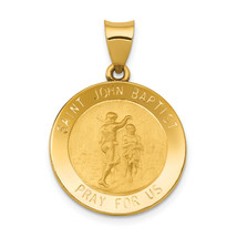 14k Polished and Satin St John Baptist Medal Hollow Pendant XR1336 - $7,874.37 MXN