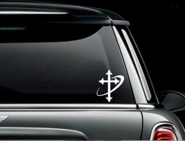 Christian Cross with Halo Vinyl Car Truck Window Bumper Sticker Decal US Seller - £5.26 GBP+