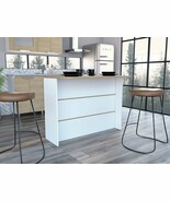 Fendi Kitchen Island: White/Pine, Ample Workspace - $227.99