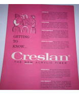 Getting To Know Creslan The New Acrylic Fiber Flyer 1960s - $2.99