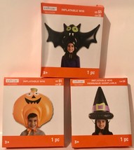 Creatology Halloween  Inflatable  Wigs LOT OF 3 - WITCH, BAT, JACK O&quot;LAN... - $12.93