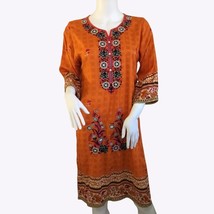 East Indian Dress with Embroidery and Pearl Buttons 40&quot; Bust - $23.38