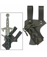 8.5&quot; Hawk Wood Genuine Leather Sword Frog Sheath - Black - £11.67 GBP