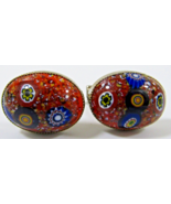 Millefiori Murano Red Glass Oval Cufflinks - $1,862.86 MXN