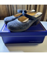 White Mountain Gull Women&#39;s Mule Mary Jane Clogs Blue Suede Perforated S... - $23.01 CAD