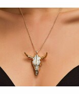 COW SKULL NECKLACE 17&quot; Chain Western Southwestern Cattle Steer Longhorn NEW - €7,77 EUR