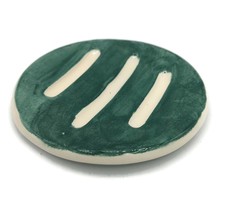 Green Handmade Ceramic Soap Dish Dispenser, Draining Soap Bar Holder 12c... - £29.27 GBP