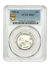1934-D 25C PCGS MS67 - $7,027.65