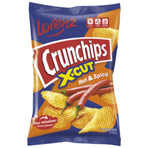 LORENZ Crunchips HOT &amp; SPICY flavor X-Cut potato chips -140g FREE SHIPPING - £7.34 GBP