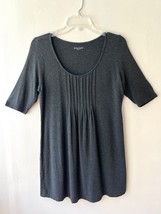 Eileen Fisher Sz S Oversized Blouse Top Charcoal Black Pleated Pullover ... - $24.99