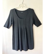 Eileen Fisher Sz S Oversized Blouse Top Charcoal Black Pleated Pullover ... - $35.03 CAD