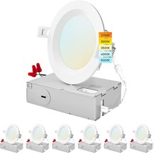 Luxrite 4 Inch Ultra Thin LED Recessed Lighting, 10.5W, 5 Color, 6 Pack - £130.52 GBP