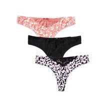 3 PACK Secret Treasures Floral Solid Animal Print Thong Soft Panty Size XS (0-2) - £7.95 GBP