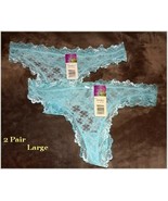 NWT HERS BY HERMAN Lot of 2 Light Aqua Blue Lace Thongs/Panties  Large - $5.00