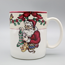 Fitz and Floyd Santa&#39;s List Stoneware Mug 1994 Christmas Coffee Hot Cocoa VTG  - £9.32 GBP