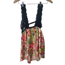 Victoria&#39;s Secret Babydoll Slip Dress Black Floral Lace intimates Women Size S - £15.57 GBP