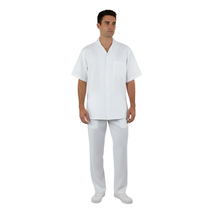 Men 2pc Walking Leisure Suit Short Sleeves By DREAMS 256 Solid White New image 3
