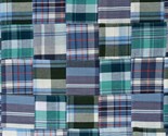 Cotton Stitched Patchwork Plaid Retro Blue Green Fabric by the Yard D274.42 - £8.02 GBP