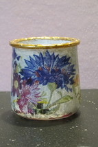 Upcycle Glass Art MacKenzie Childs Paper Flower Market Cottage Tea Candl... - £31.96 GBP