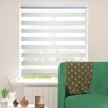 ShadesU Zebra Dual Layer Roller Sheer Shades Blinds Light Filtering White 23&quot; - £40.35 GBP