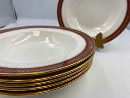 Coalport England Bone China RED WHEAT Rim Soup Bowls Set of 6 - $299.99