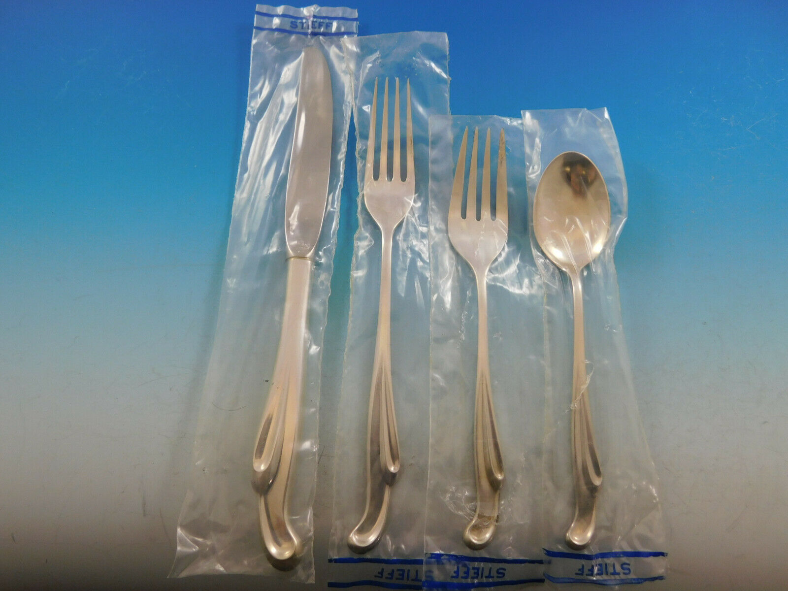 Silver Surf by Stieff Sterling Silver Flatware Set for 12 Service 48 pieces New - $2,866.05