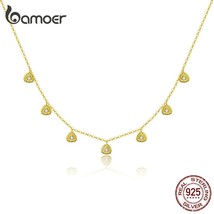 bamoer Short Choker Necklace 925 Sterling Silver Triangle Chain Necklaces for Wo - £20.71 GBP