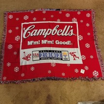 Campbells Soup Winter Olympics Blanket 2002 Fringed Salt Lake City - $21.97