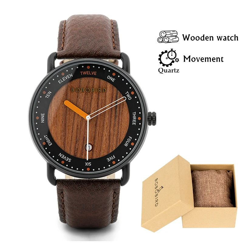 Man&#39;s Watches Wooden Quartz Watch Casual Wristwatch for Men Unique Gift ... - $39.31